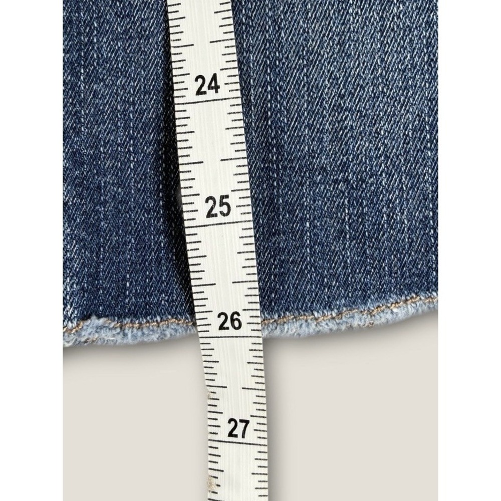White House Black Market Slim Crop Jeans Blue Raw Hem Size 0 Mid Rise Stretch‎ - Picture 6 of 9